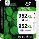 952XL Ink Cartridges High Yield (4-Pack, Black/Cyan/Magenta/Yellow) Replacement for HP 952 952XL Ink for OfficeJet Pro 7740 8210 8702 8710 8715 8720 Printer
