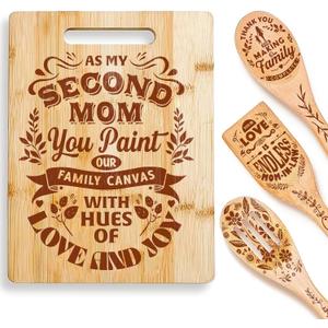 Riveira Gifts For Mother In Law  Cooking Spoons For Wooden Cooking as Gifts For Mom & Cutting Board for Birthday Gifts For Women  Complete Mother In law Gifts From Daughter In Law