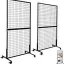Grid wall Panel Display Stand 3' x 6' Wire Gridwall Display Racks with T-Base Floorstanding Sturdy Wire Grid Wall Panels for Retail Displays Craft Shows 2-Pack Black