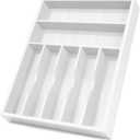 Bellsal White Utensil Organizer 12.5 Inch Silverware Tray for Drawer Utensil Holder Cutlery Organizer Kitchen Drawer Organizer 7 Compartment Small Narrow Bamboo