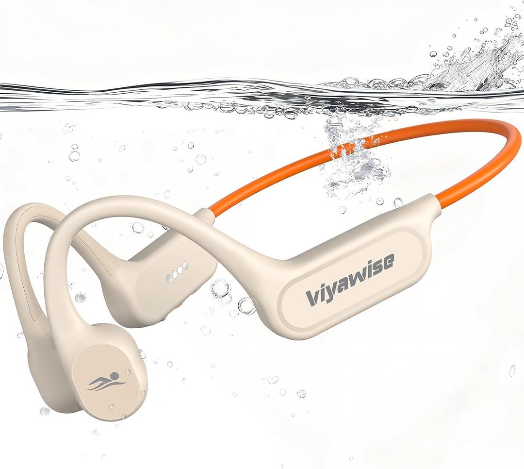 Viyawise B11 Bone Conduction Headphones, IP68 Waterproof Earbuds for Swimming, 32GB & Bluetooth 6.0 Wireless Underwater Open Ear Headphones with Mic for Sport