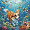 PICKFORU Dog Puzzles for Adults 1000 Pieces and up, Funny Puppy Puzzle Collection Corgi Sea Turtle Fish, Ocean Puzzles as Home Decor