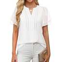 ANRABESS Womens Dressy Chiffon Blouses V Neck Petal Short Sleeve Shirts 2025 Summer Casual Business Office Work Tops, Size: M