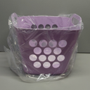 Flexible Plastic Carry Laundry Basket Holder Square Storage Hamper with Side Handles (Purple) (Small)