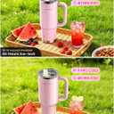 40 Oz Insulated Tumbler with Flip Straw Lid - 100% Leakproof, 100% Clean, Vacuum insulated Stainless Steel | BPA-Free, Handle & Cupholder Compatible - 24H Cold, Travel/Gym/Office (Pink Sand)