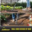 Jardineer Bow Rake Heavy Duty, Long Handle Metal Rakes for Gravel, Rocks, Lawns Leaves, Soil Leveling, Landscaping, Garden Rake with 18 Steel Tines (59 Inches)