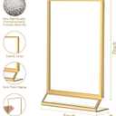 Petallush 6PCS Gold Acrylic Picture Frame Stands Holders for Tables Display 5x7, Double Sided Acrylic Wedding Table Number Sign Holder, Clear Menu Flyer Paper Holder for Wedding Party Decor