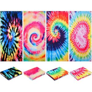 Newwiee 4 Pcs Microfiber Beach Towels Oversized Absorbent Beach Towel for Adults Sand Free Beach Towel Quick Dry Travel Towel for Travel Pool Camping Sports Swimming Kids Adults (Tie Dye)