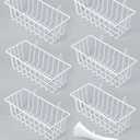 6 Pack White Wall Grid Panel Hanging Wire Basket, Wall Baskets with Hooks for Organizing, White Metal Grid Panel Accessories