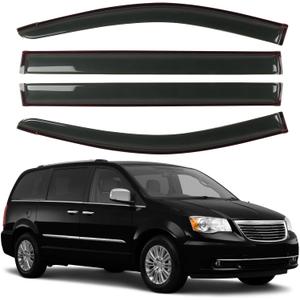 Rain Guard Fit for 2008-2020 Dodge Grand Caravan, 2008-2016 Chrysler Town & Country, Outside Mount Side Window Visor Vent Deflector Shade, 4pcs