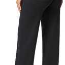 Casei Women's Wide Leg Yoga Pants with Zipper Pockets - High Waisted Travel Dress Pants, Casual Stretchy Adjustable Hem S