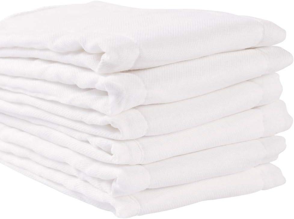 Fasoar Cotton Prefold Cloth Diapers - 100% Unbleached Premium Cotton, 6 Ply Baby Washable Diapers for Babies to Toddlers Multi-Use (10-35 lbs)(6ply 6 Count 01) (20*15)