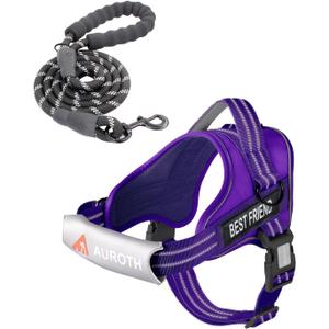 AUROTH Dog Harness and Leash Set, Soft Padded Service Dog Vest with 5.25FT Dog Leash, No Choke, Easy On Pet Vest, Adjustable Reflective No Pull Pet Vest Medium Sized Dog, Easy Walking and Training