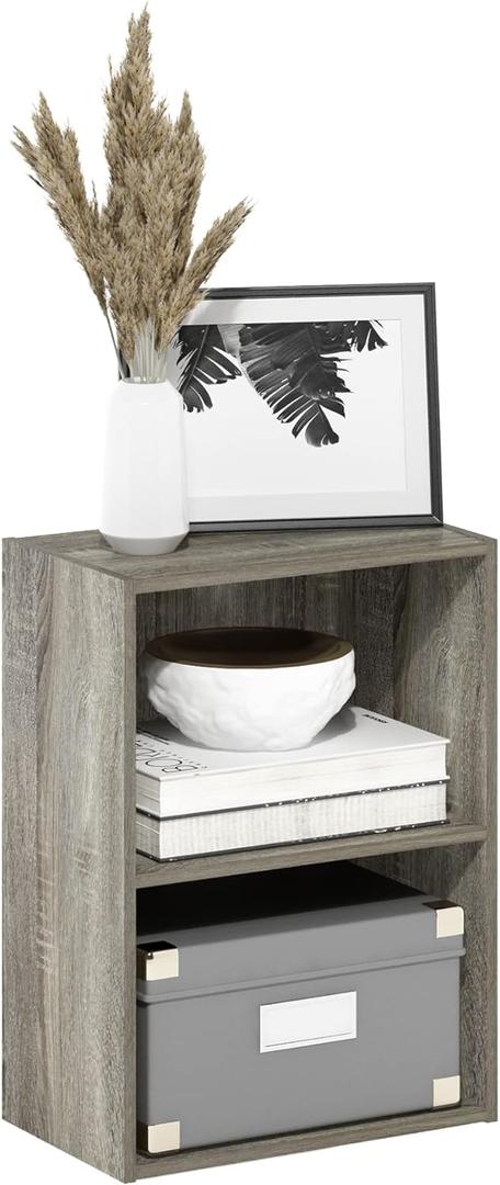Furinno Luder Bookcase / Book / Storage, French Oak (2-Tier)