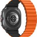 Anlinser Magnetic Bands Compatible with Samsung Galaxy Watch Ultra 2/1 Band 47mm for Men Women, Waterproof Silicone Sport Strap with Magnet Compatible with Samsung Watch Ultra, Orange/Black