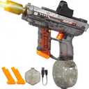 Electric Water Gun for Kids & Adults with Lights, 2 Batteries, 350CC, 26-29FT, Black Automatic Water Guns Squirt Blaster for Pool Party Beach Outdoor Play, Water Toys for Ages 4-8 8-12+