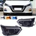Switchback White/Amber/Blue LED Front Bumper Fog Lights Daytime Running Lights (DRL) Flash Turn Signal Lights Compatible with Nissan Altima 2019-2022 S SR SV SL Platinum, Black