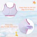 Enlifety 5-16T Girls 3 Piece Bikini Swimsuit Quick Dry Bathing Suit with Kimono Cover Up (11-12 Years, Green Daisy)