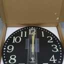 JoFomp Atomic Wall Clock Glow in Dark, 12 Inch Silent Wooden Wall Clocks Battery Operated, Atomic Clock Wall Radio Controlled Sets Automatically, Glow in The Dark Wall Clocks for Living Room Decor (Black)