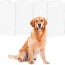 Modern Frame Clear Acrylic Freestanding Dog Gate - 32" Tall Extra-Wide Folding 6-Panel Pet Barrier for Doorways, Stairs & Large Openings, Indoor Fence for Small to Large Dogs & Cats