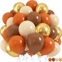 Orange Brown Balloons Set, 60Pcs 12 Inch Burnt Orange Tan Pastel Coffee Metallic Gold Retro Ivory White Cream Latex Balloons for Birthday Thanksgiving Fall Wedding Boho Bridal Shower Party Decorations