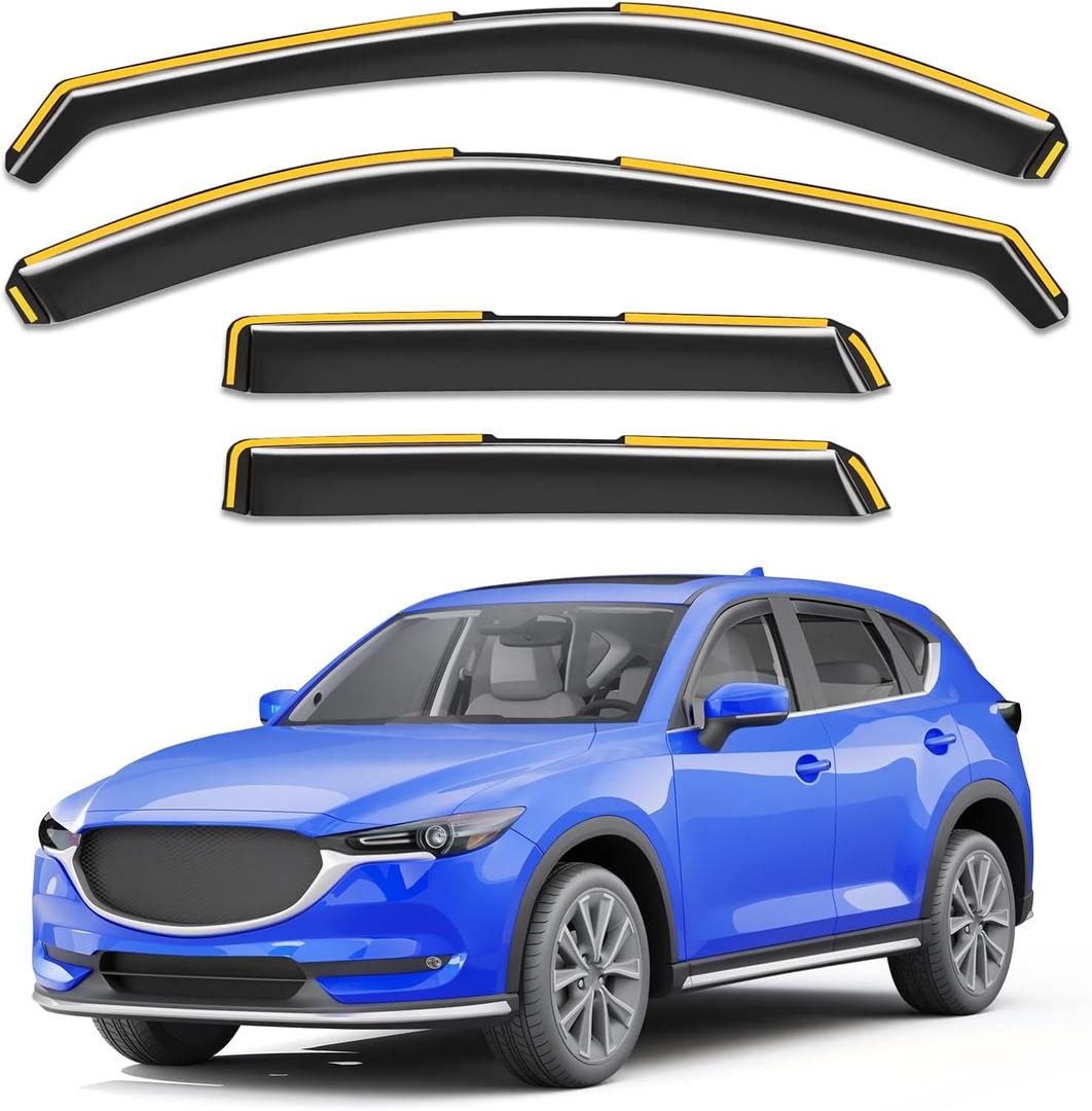 in-Channel Window Rain Guards Fit for Mazda CX5 CX-5 2017 2018 2019 2020 2021 2022 2023 2024 2025 2026, Rain Guards Visors Vent Visors Window Deflector Vent Shades Car Accessories -4 pcs