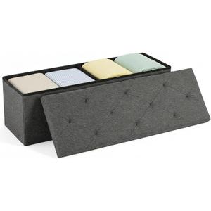 Foldable Storage Ottoman Bench, Large Ottoman with Storage