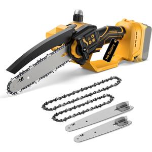 Mini Chainsaw Cordless for Dewalt 20V MAX Battery,8-Inch and 6-Inch 2-IN-1 Brushless Chainsaw with 750W Brushless Chain saw - 24.6FT/S Cutting, 4000RPM, for Wood Cutting(Battery Not Included) (Yellow)