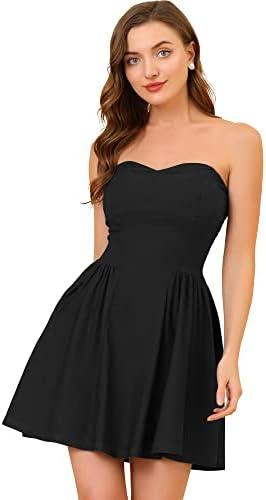 Allegra K Women's Sexy Mini Dress Strapless Sweetheart Neck Off Shoulder Sleeveless Tube Party Dresses XL