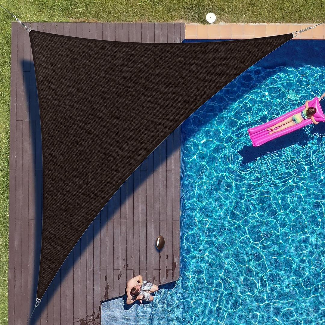 ColourTree 12' x 12' x 17' Brown Right Triangle CTAPRT12 Sun Shade Sail Canopy Mesh Fabric UV Block UPF50 - Commercial Heavy Duty - 190 GSM 