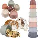 2 x 8pcs Stacking Cups for Rabbits, Different Sizes Stack up Bunny Snack Cups Multi-Colored Reusable Plastic Bunny Nesting Toys Stackable for Small Animals Guinea Pig Pet Hiding Food and Playing