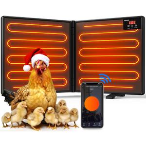Chicken Coop Heater for Winter with Remote APP Control, 30''x12'' Large Foldable Chicken Heaters Warmer Inside Coop with Adjustable Timer Temp, 180W Safe Flat Panel Radiant Heater for Chickens Coops (Black 2G-APP)