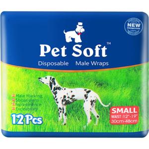 Pet Soft Disposable Male Dog Wraps - Dog Diapers for Male Dogs, Puppy Diapers 12pcs, Small