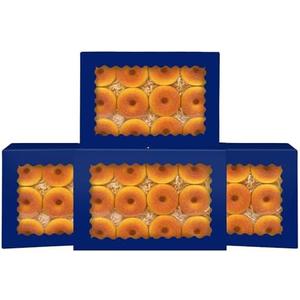 qiqee Auto-pop Up Deep Blue Cookie Box with Window 14x10x2.5 inch Only 23Pcs Bakery Pastry Macaron Bakery Box For Packaging