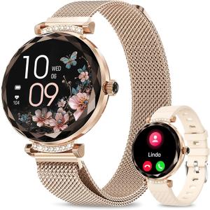 Smart Watches for Women(Answer/Make Call), 1.19" AMOED Smartwatch for Android iPhone,Fitness Tracker with 120+ Sport Modes, IP68 Waterproof, Heart Rate/Sleep/Spo2 Monitor, Activity Tracker Rose Gold