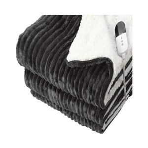 Electric Blanket Heated Throw Blanket, Super Soft Flannel & Sherpa Electric Throw Blanket with 10 level Heating Levels, , 50'' X 60'', Dark Gray.