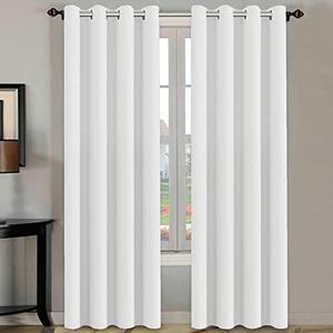 H.VERSAILTEX White Curtains 84 inches Long for Living Room Thermal Insulated Room Darkening Window Treatment Panels Drapes Light Reducing Curtains for Bedroom, 2 Panels, 52" W x 84" L, White