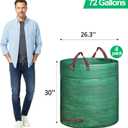 4 Pack 72 Gallons Reusable Yard Waste Bag, Large Lawn and Leaf Bags with 4 Reinforced Handles, Heavy Duty Large Garden Waste Bin Container for Leaves, Grass Clippings, Camping Yard Recycling