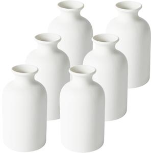 YANLING 6 Pcs White Vase Ceramic Vases for Home Decor, 5.6 inch White Ceramic Vases for Centerpieces Small Boho Vases, Pampas Grass Vases Table Vase for Dried Flowers Decor (6 Pack-Medium)
