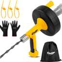 Drain Auger, Drain Snake with Drill Adapter, 25ft Plumbing Auger Heavy Duty Flexible Sink Steel Plumbing Auger Bathroom Hair Clog Removal Tool