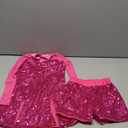 Girls Sequins Dance Costume Mesh Hip Hop Jazz Dance Outfit Sparkle Suit Sleeveless Top and Shorts, L