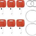 6 Piece Tractor Key Set  Includes 6 Replacement Keys, 2 Key Rings, and 2 Steel Rope Rings | Compatible with Ignition Keys RE183935 & RE71557 for John Deere Tractors 110TLB, 2032R, 2038R, 5320 & More