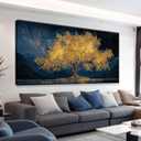 Tsomzxng Modern Canvas Wall Art Decor Print Paintings Gold Tree Of Life Landscape Painting Prints Abstract Wall Decor Picture For Bedroom Office Home Kitchen Artwork Ready To Hang 20"40"