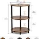 Round Pedestal End Table - 3-Tier Oval Accent Table for Small Spaces, Rustic Wood and Metal Couch Side Table, Nightstand for Bedroom or End Table Living Room, Easy to Assemble, Rustic Brown