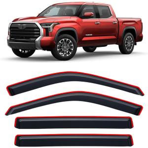 in-Channel Rain Guards for 2022-2026 Toyota Tundra CREWMAX ONLY, Window Visor Shields Vent Deflector Shade Wind Dark Smoke 2023 2024 22 23 24 25, Tape-On Inside-Mount, 4PCS
