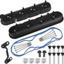 Tall For LS LS1 LS2 LS3 LS6 LS7 Cast Aluminum Valve Covers w/Coil Mounts (Black) (Flat)