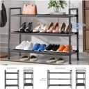 3 Tier Shoe Rack, Expandable Shoe Rack for Closet, Adjustable Shoe Organizer for Entryway, Shoe Storage Organizer for Door Entrance, Garage, Bedroom
