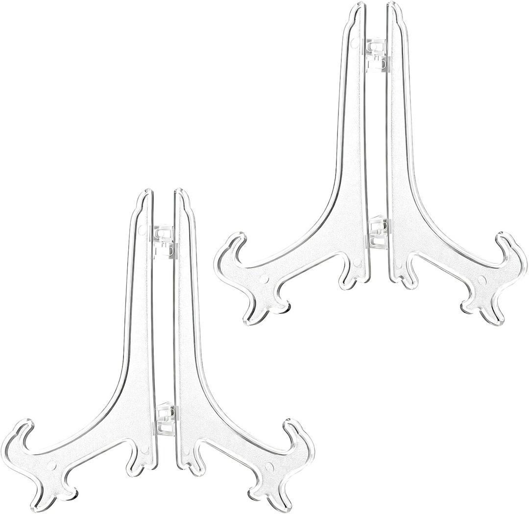 2 Pcs Acrylic Plate Stand Folding Clear Acrylic Easel Plate Stands for Display Photo Holder Picture Frame Book