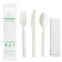 GreenWorks 7" Heavy-duty Compostable Cutlery Kits, BPI Certified, 200 Sets (Fork, Spoon,Knife,Napkin 4 in 1) Individually Wrapped With Compostable BagsAlternative to Plastic Disposable Utensils