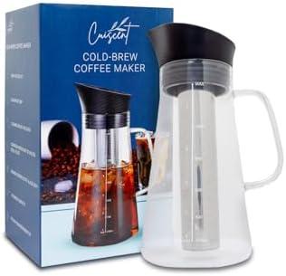 Cuiscent Cold-Brew Coffee Maker, 1350ml capacity,Stainless Steel 304 filter, includes cleaning brush